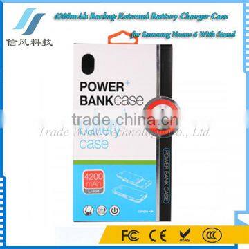 4200mAh Backup External Battery Charger Case for Samsung Nexus 6 With Stand photo-2