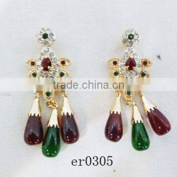 Wholesale preciosa rhinestone earring 24k gold plated beautiful earrings