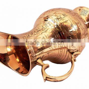 IndianArtVilla Mughlai Style Brass Jug Pitcher 1050 ML - Storage Drinking Water Home Hotel Restaurant Tableware Gift Item photo-2