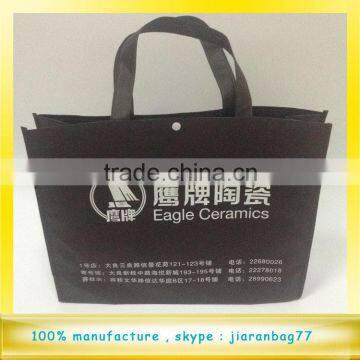 90gsm non woven bag with a button on the top, standard bag printing one color logo