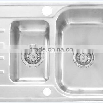 Yacht,Boat,Train and Public Mobile Toilet Stainless Steel Double Bowl Washing Basin Kitchen Sink With Drainboard GR-Y790