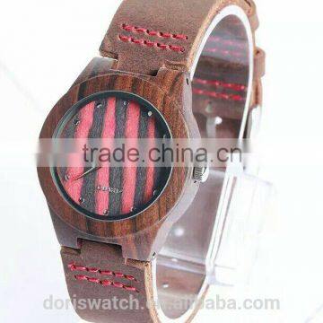 High Quality Fashion Green Maple Wood Watch Japan Miyota Movt Leather Strap Bamboo Wooden Watch photo-2
