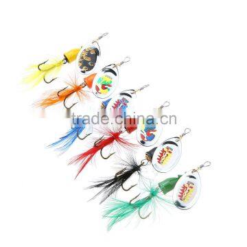 6Pcs 7cm 4g Hard Fishing Lures Spoon Noise Sequin Paillette Baits With Feather Treble Hook Set Tackle photo-3
