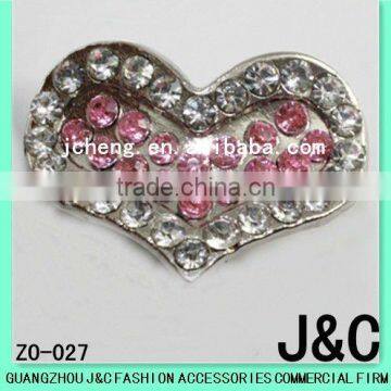 Heart shapeFlower Rhineston Zamac button