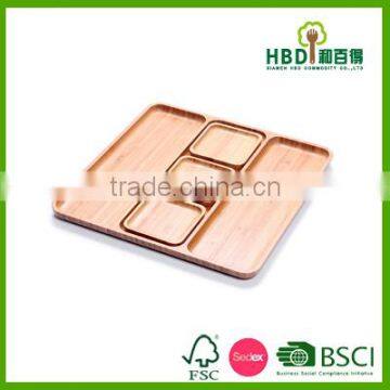Hot Selling Wooden Divided Tray With Plate Bamboo Tray Wholesale