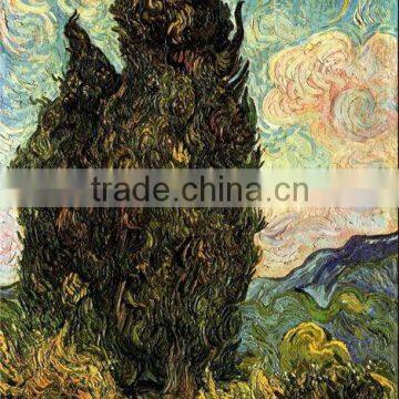 Painting trees Two Cypresses by Van Gogh canvas painting for friends gift