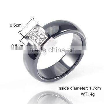 Famous Wholesaler Popular Design Black Stainless Steel Ceramic Micro-setting cz Diamond Noble Finger Ring photo-3