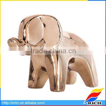 2017 New Design Shiny Copper Plating Ceramic Elephant Home Decor