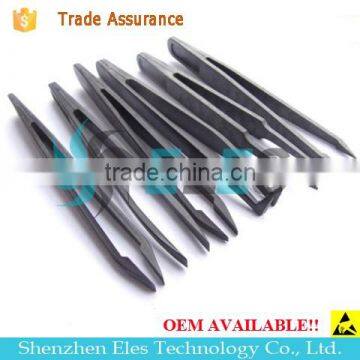 Wholesale black antistatic esd plastic tweezers