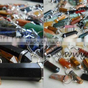 GEMSTONE DOUBLE POINT SLOPPED BOW PENDANTS
