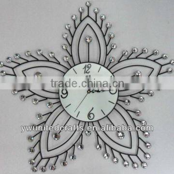 Hot sale High Quality Mordern Home Decorative Acrylic Diomond Aluminium Metal Craft Wall Clock wholesale