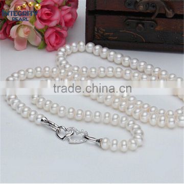 High Quality Fashion Long Pearl Necklace Natural Freshwater Pearl Love Women Accessories Statement Pearl Jewelry Set