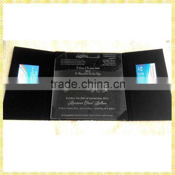 Personalized Engraved Glass Folding Invitation Card For Guest Souvenir Gifts