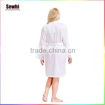 Wholesale Various Pure Color Bathrobe Plain Dyed Silk Kimono Robe photo-2