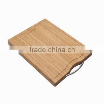 Bamboo chopping board with stainless steel handle, strong thick board