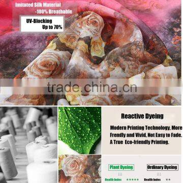 Pink Rose Silk Twill Scarves Print Women Scarf Handmade Wrap Shawl Chiffon Large Cheap Price photo-6