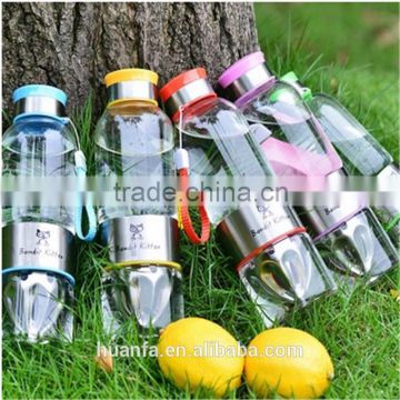 Wholesale 500ml glass drinking sports water bottle ,Environmental Borosilicate fruit Water Bottle with stainless steel infuser