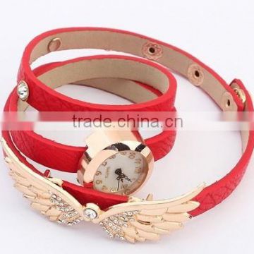 Top european style wings leather bracelet watch