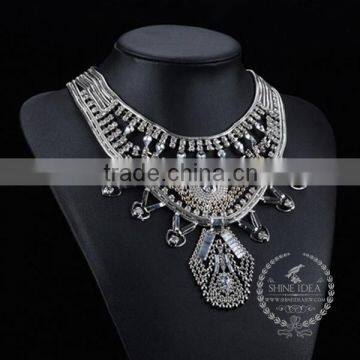 High Quality Vintage Rhinestone Chunky Statement Necklace Tin Alloy Fashion Women Pendant Necklace 6390055
