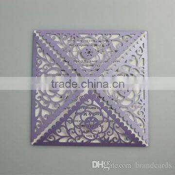 Hollow Flower Square Romantic Wedding Invitation Card 2016 New Arrival Laser Cut Postcard For Party Supply Free Printing ML278