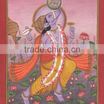 Hindu God Varah Avtar Painting Artwork ISCON Vedic Yoga Horse Rare Painting Indian