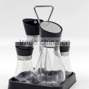 glass oil jar set empty jar pet clear bulk spice jar color with stand