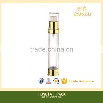 plastic manufacturers cosmetic plastic airless pump bottle golden color