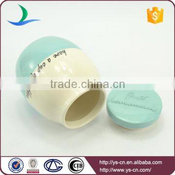 Newest Style Ceramic Canister Jars With Blue Lid photo-3