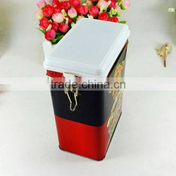 Coffee Tea Packaging Rectangular Plastic Lid Tin Case photo-2