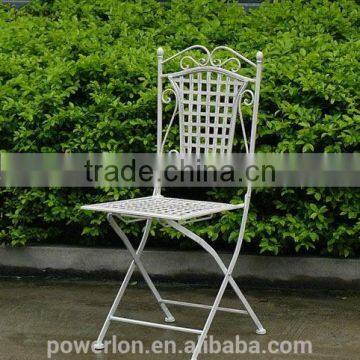 Wrought iron folding chair anti white color vintage style