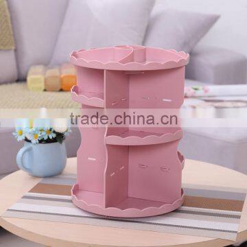 360 Degree Rotation 3 Tier Colorful Makeup Organizer Adjustable Multi-Function Cosmetic Storage Box