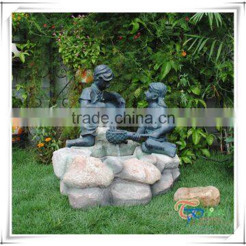 Stone pond garden decoration Chinese outdoor boy and girl water fountain