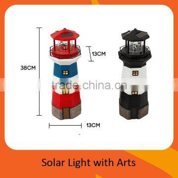 Giant Our Door Solar Garden Polyresin Lighthouse 11" 28cm With 360 Rotating Light photo-6