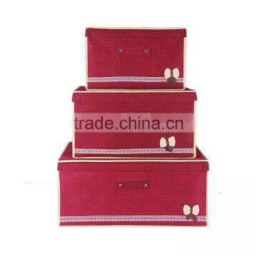 N494 Household Non Woven Box Foldable Bowknot Polka Dot Storage Box photo-6