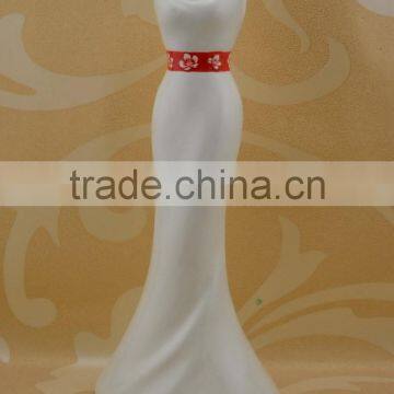 wholesale ceramic tall dress shaped flower vase for home decoration