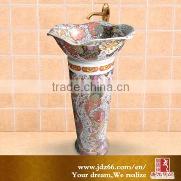 factory direct sale colored enamel ceramic washbasin with pedestal