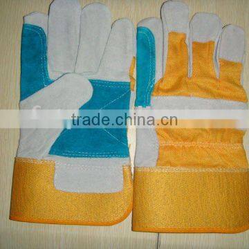 Double palm cow split leather work glove