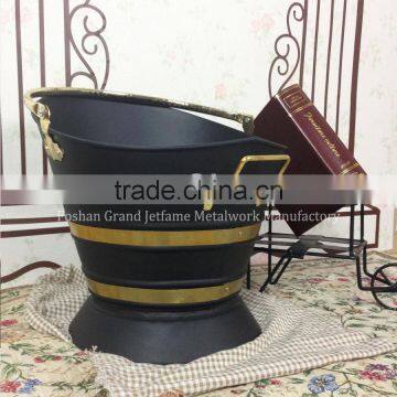 New Design Durable Fireplace Coal Bucket Powder Coated Black Metal Coal Bucket photo-3