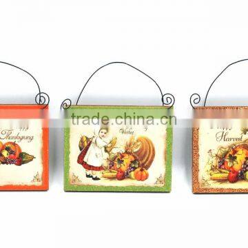 2017 New Design Cute Thanksgiving Day Pumpkin Printing Wood Craft Decorative Wall Plaque photo-2