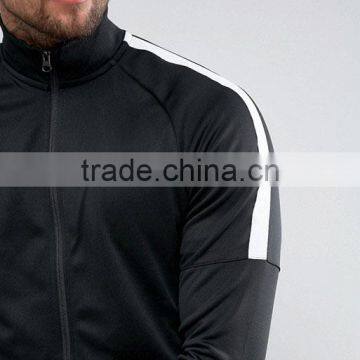 Wholesale Best Price High Quality New Design Durable Raglan Sleeves 100% Polyester Jersey Black Casual Men Jacket photo-3