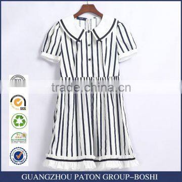 Cute Senior Strip Dress For Girls School Uniform Sample