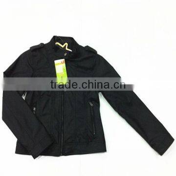 2015 Latest Plain Black Womens Biker Leather Jacket
