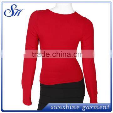 Women's Slashed Ripped Cut Out Shirt Stretchy Blouse T Shirts photo-2