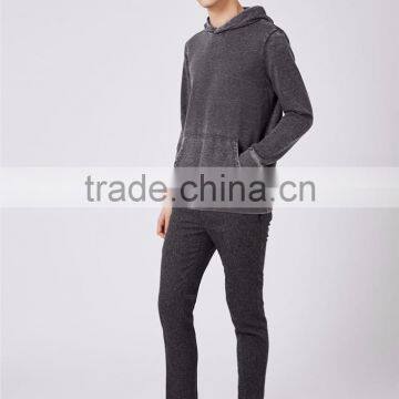 OEM Service Stone Washing Plain Sweatshirt Men Dark Grey Burnout Wash Hoodie Blank Pullover Custom Branding photo-4