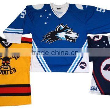 China Made Full Body Sublimation Printed Ice Hockey Jerseys and Hockey Uniforms Wholesale for Sports and Teams ,clubs