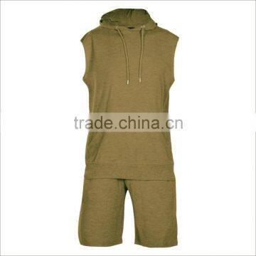 Custom Logo and Print Sleeveless Gym Tracksuit In Green