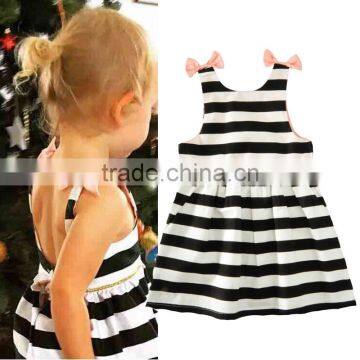 S17727A Wholesale Baby Little Girls Sleeveless Summer Striped Dress