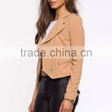 Latest Notched Collar Asymmetric Zip Woman Jacket Fashion Women Coats photo-3