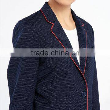 New Fashion Italian Collars Edging Trim Button Fasten Dot Print Jackets Womens photo-5