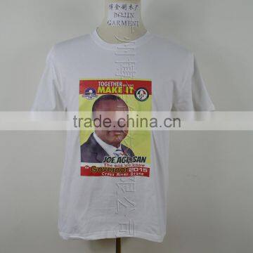 white color printed face cheap election tshirt 100% polyester 140~150g